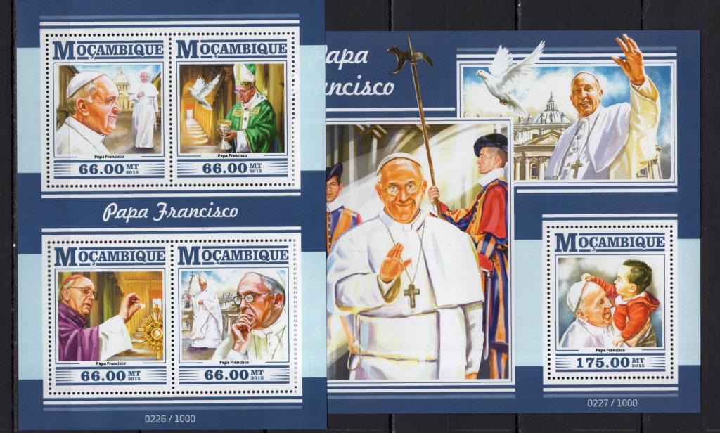 Мозамбик, 2015г., папа Франциск (лист+блок) **