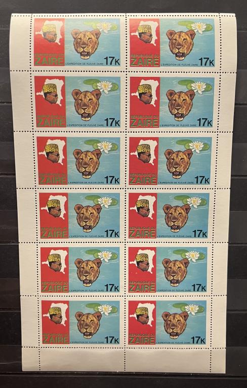 Почтовый блок / малый лист Заир (Демократическая Республика Конго 🇨🇬)