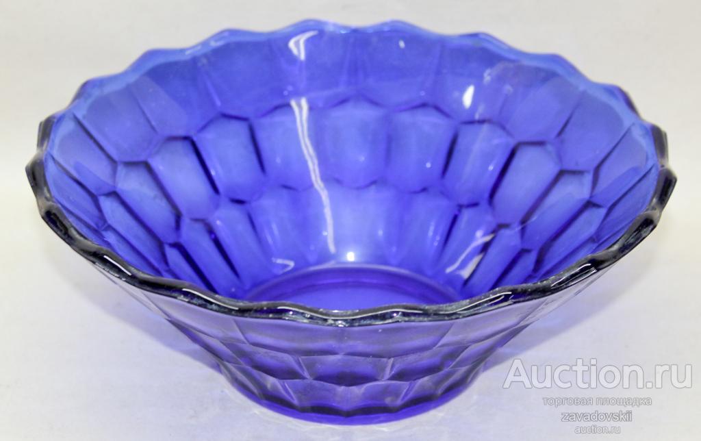Салатник, конфетница. Синее стекло - кобальтовое.