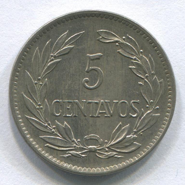 ЭКВАДОР 5 СЕНТАВО 1919 AUNC