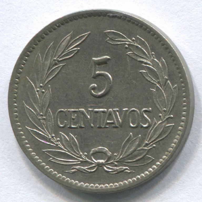 ЭКВАДОР 5 СЕНТАВО 1919 AUNC