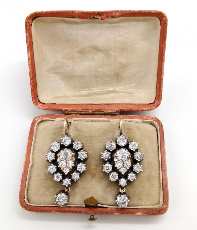 Антикварные Золотые Серьги с Бриллиантами Экспертиза