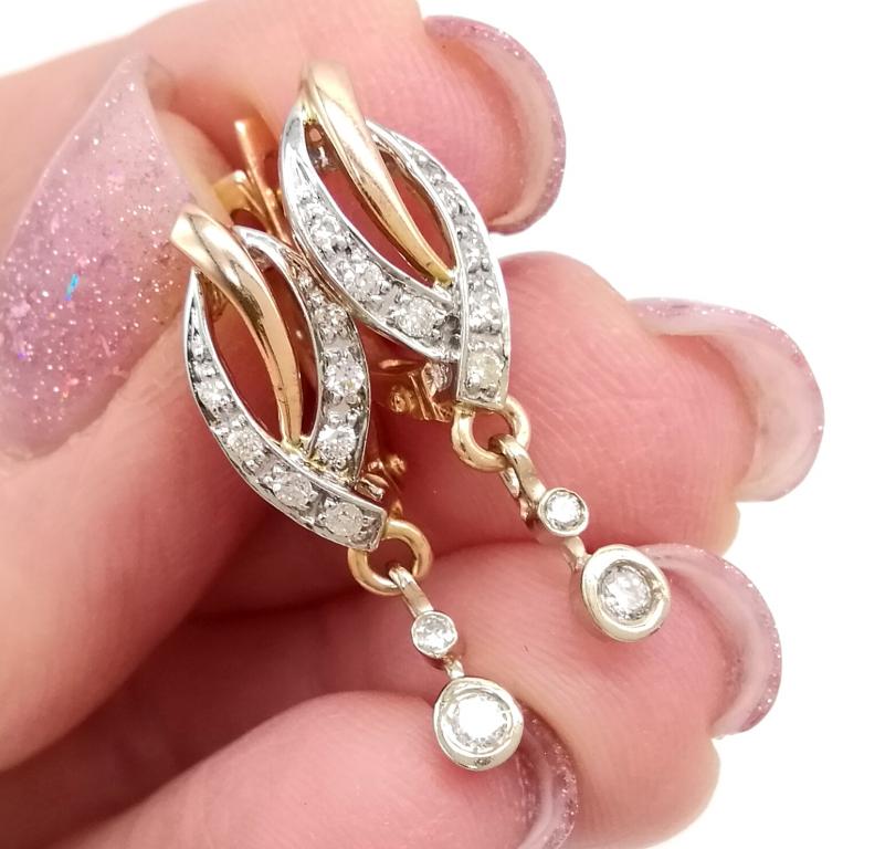 Золотые Серьги 585 пробы Природные Бриллианты