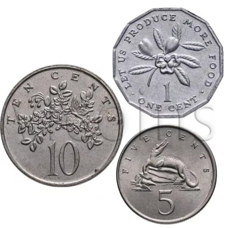 Ямайка набор 3 монет 1975 1989 Герб VF XF 115331