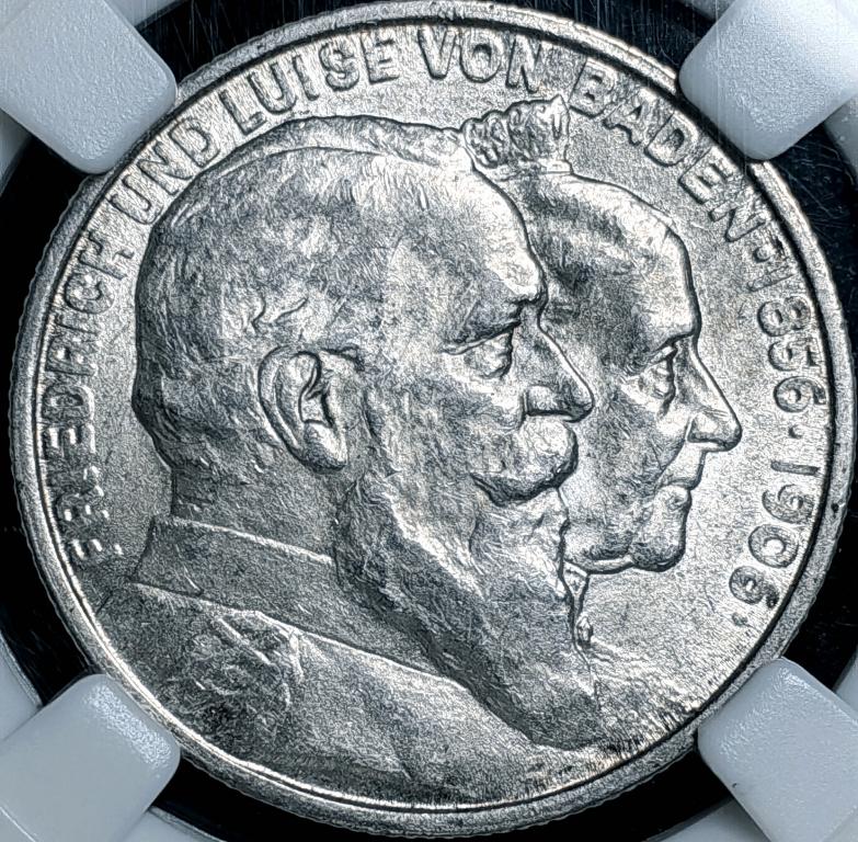 2 марки. БАДЕН .1906г. ННР MS 63.