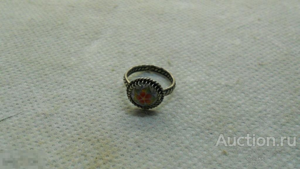 Кольцо серебро Финифть (клейма нет)