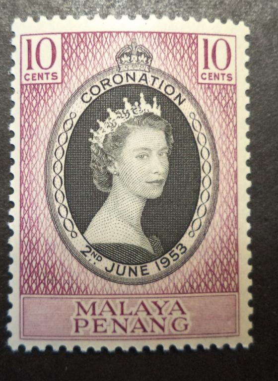 Пенанг . Малайя  1953 г.  Коронация  **  Би.8