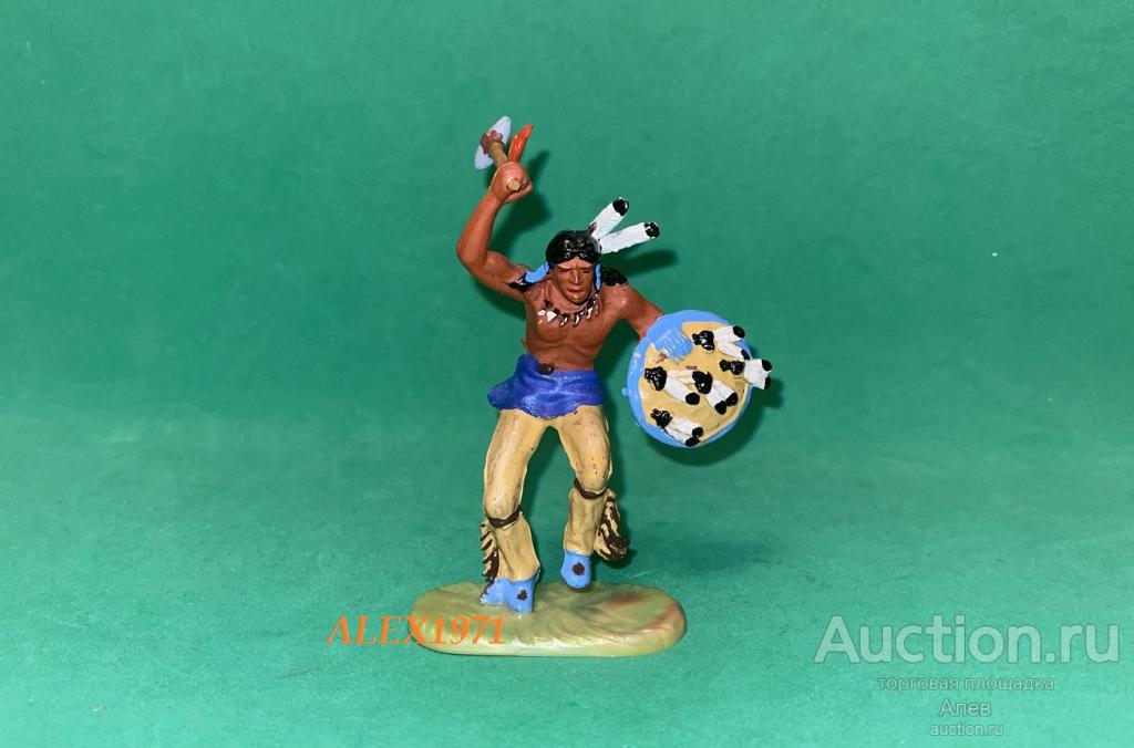 ELASTOLIN HAUSSER, № 6816 ИНДЕЕЦ СО ЩИТОМ И ТОМОГАВКОМ, ВЕСТЕРН, ДИКИЙ ЗАПАД, СОЛДАТИК