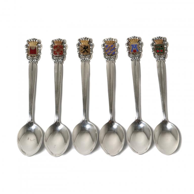 Серебряные сувенирные кофейные ложки, 6 шт. Швеция, 1961 год