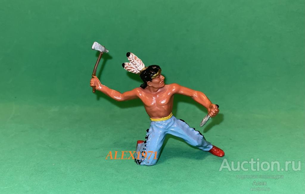 ELASTOLIN HAUSSER, № 6882 ИНДЕЕЦ НА КОЛЕНЕ С ТОМОГАВКОМ, ВЕРСИЯ 2, ДИКИЙ ЗАПАД, ВЕСТЕРН