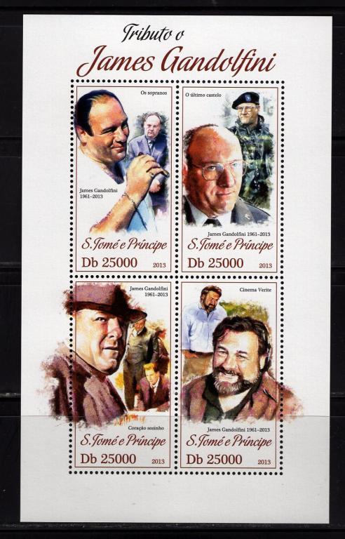 Сан-Томе и Принсипи, 2013г., актер Джеймс Гандольфини (лист+блок) **