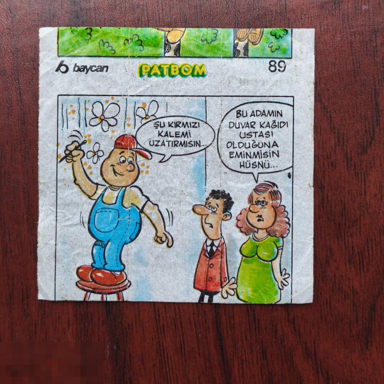 Вкладыш  от жвачки  PATBOM   N°  90   БРАК  среза  комиксы  жевательная резинка  фантик  ПАТБОМ