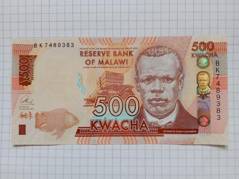 Банкнота Малави 500 квача 2017 г. пресс