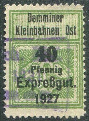 Германия 1927 Померания Demminer Kleinbahnen OST Демминские частные жд посылочная ЭКСПРЕСС фрахтовая