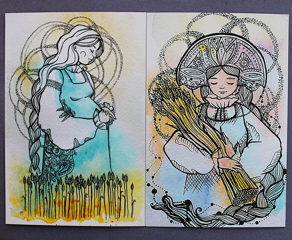 «ЛАДА» + «БЕРЕГИНЯ». Славянские богини. Художник Наталья Ковалева. Комплект из 2 почтовых открыток