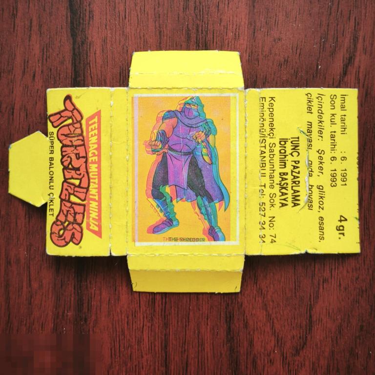 Обёртка от жвачки TURTLES  картон Турция  Ниндзя-Черепашки  жвачка  упаковка  ОБЕРТКА  фантик РЕДКАЯ