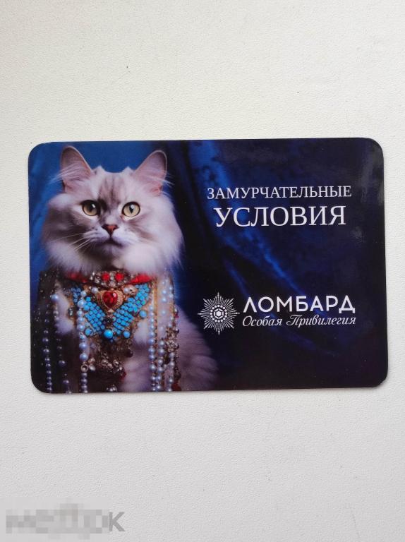 Календарик РЕКЛАМА  Ломбард ЮВЕЛИРКА  2024 фауна КОШКА котёнок животные ювелирные украшения колье