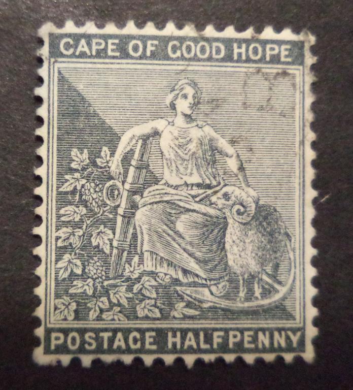 Мыс Доброй Надежды  1884 г.   Аллегория   1/2d.   гаш.  Би.8