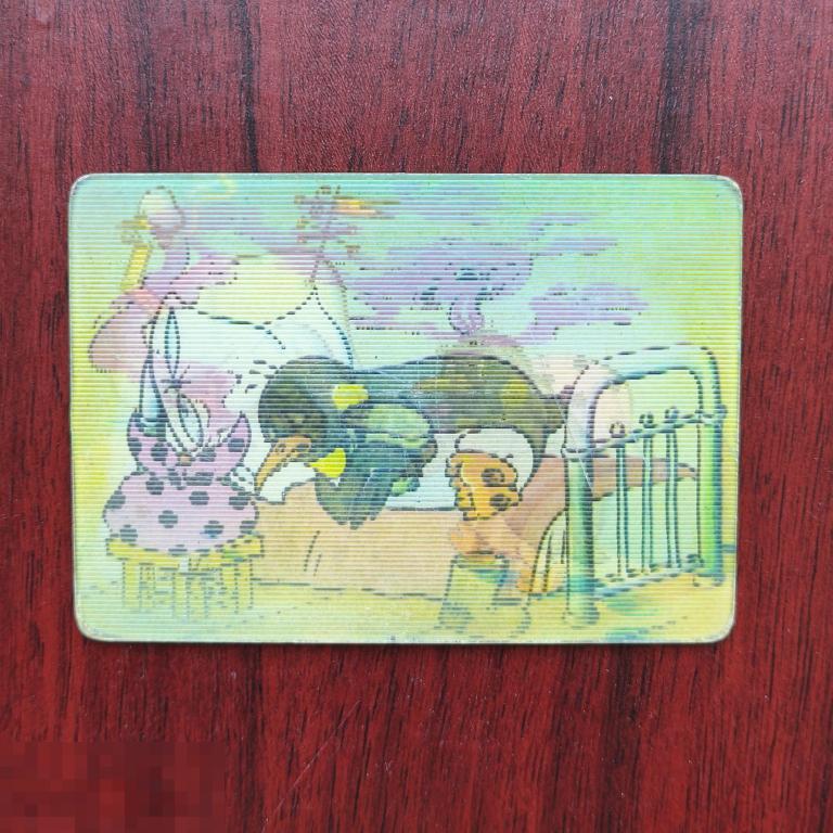 Календарик стерео 1982  мультфильм  СКАЗКА  ПРО  ЛЕНЬ   объёмный  3D  переливной Советский СССР