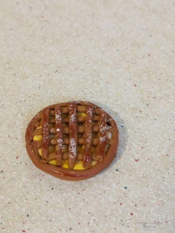 Пирог лимонный выпечка кукольная миниатюра для домика 1/12 1/6 полимерная глина