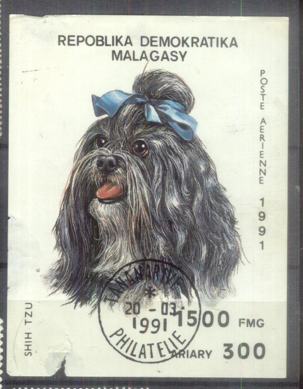 Мадагаскар 1991  Mi# Блок 157  Собаки  гашеная