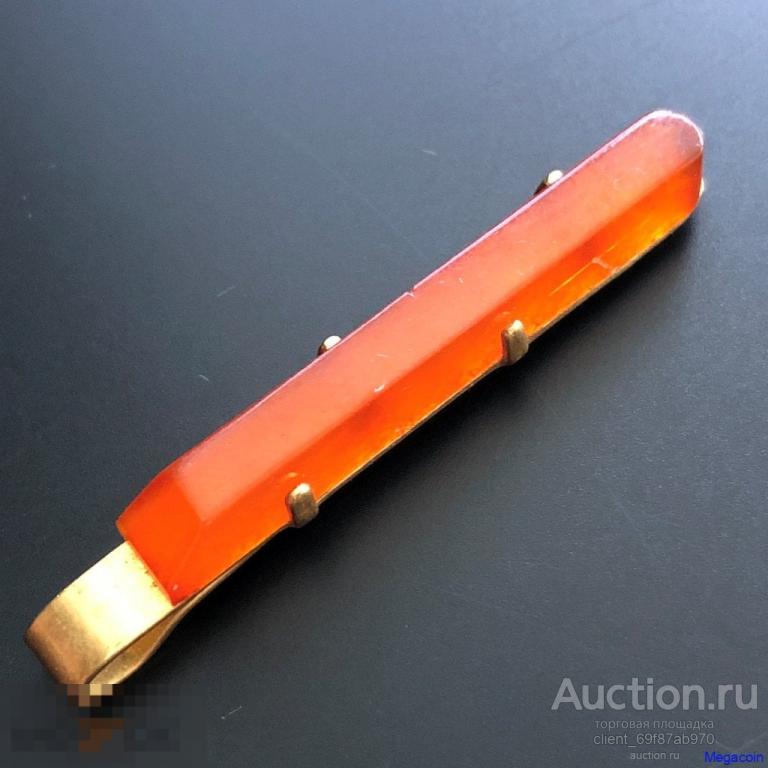Зажим для галстука СССР Янтарь, возможно позолота, клеймо ЯКЗ или ЯК3 (clothes-911)