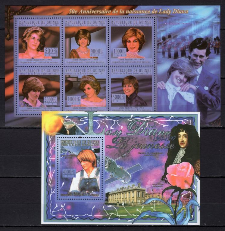 Гвинея, 2011г., принцесса Диана (м.лист+блок) **