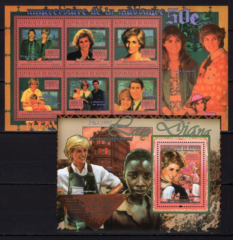 Гвинея, 2011г., принцесса Диана (м.лист+блок) **