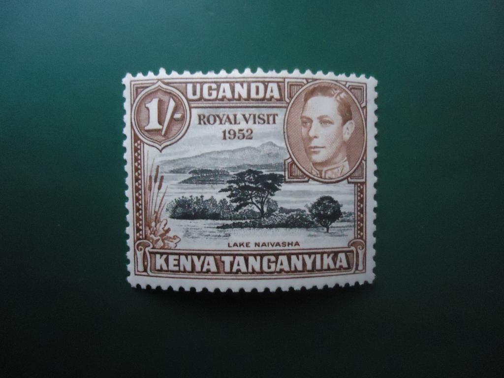 1952 г.  Уганда Кения Танганьика   колонии Великобритании.  след наклейки.