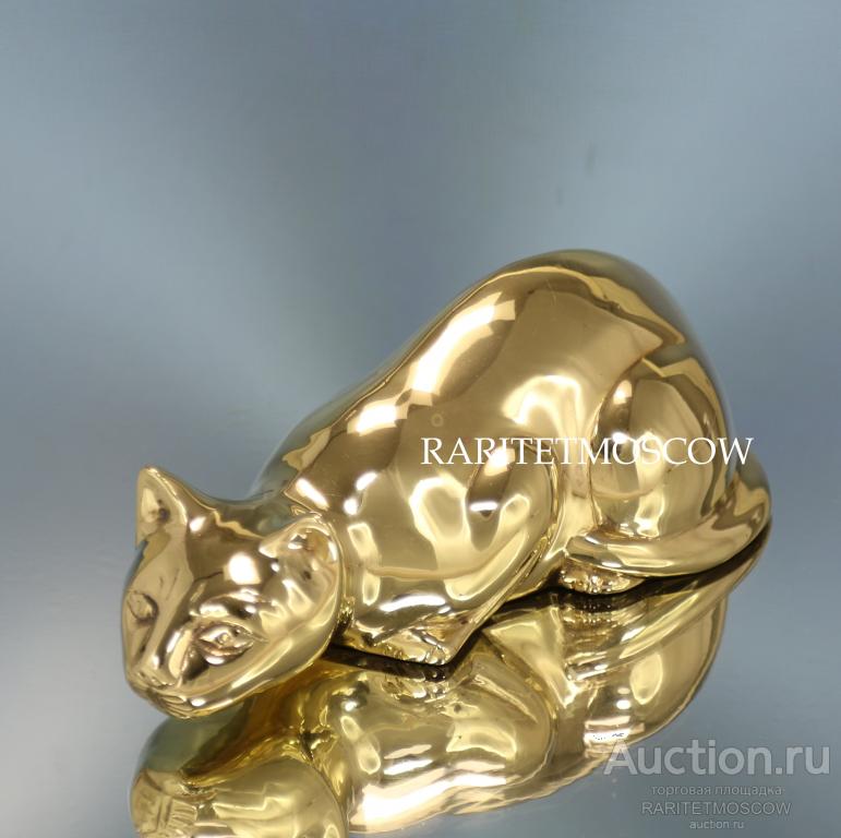 Кот кошка антикварная статуэтка бронза латунь Англия 1