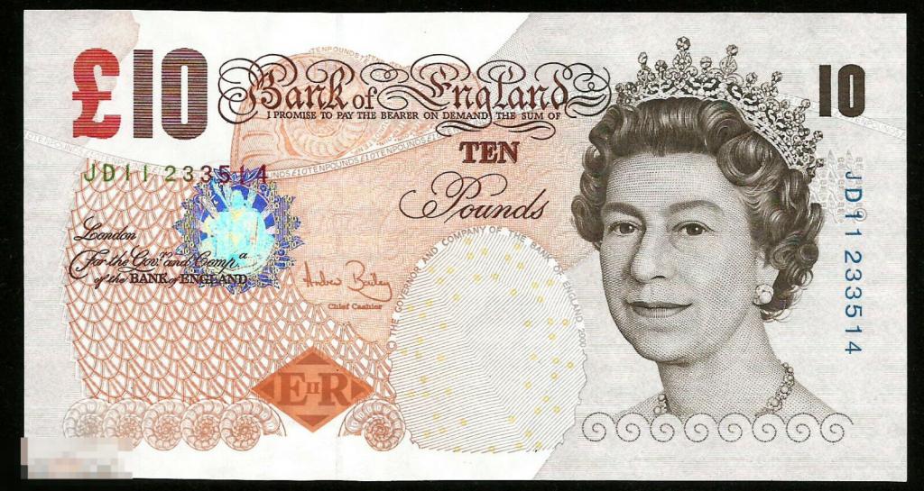 ✦ ▱ ✦ Англия Великобритания 10 Фунтов 2000 ! UNC ! #e19