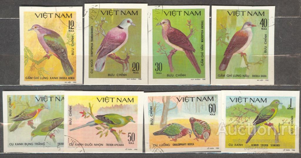 Вьетнам 1980 фауна птицы голуби б/зуб