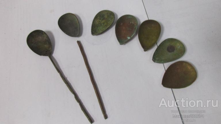 Чайная ложка старинная штихель бронза латунь до 1917 г.