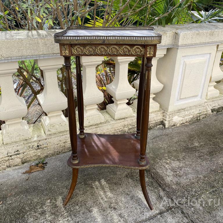 Старинная консоль Красное дерево Мрамор Бронза