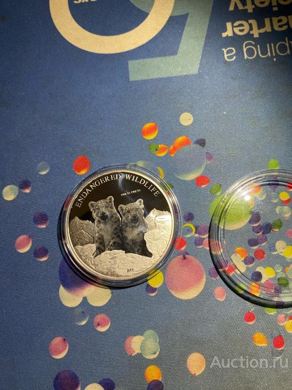 500 Тугриков Фауна Снежный Барс Ирбис 2008 Монголия Серебро