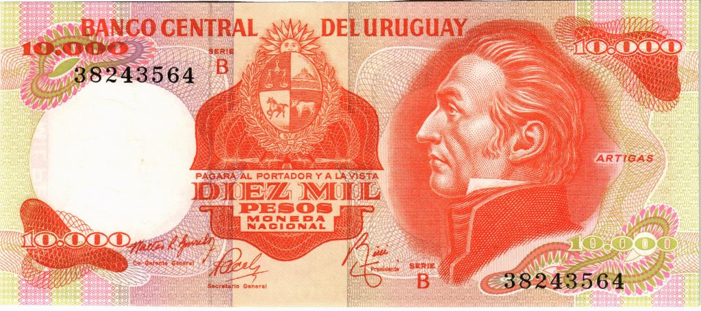 10000 песо 1974 Уругвай, P53b, UNC ПРЕСС