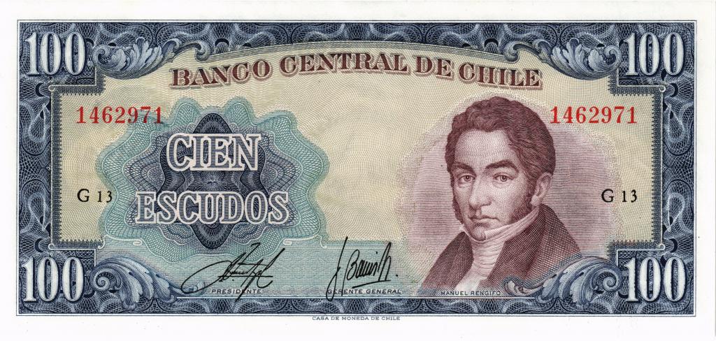 100 эскудо 1962-1975 Чили, P141a