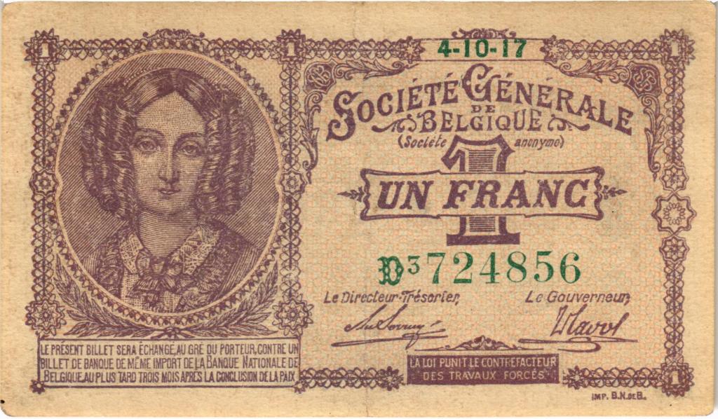 1 франк 1917 Бельгия