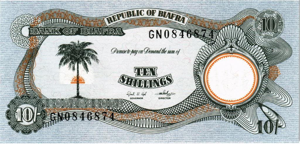 10 шиллингов 1969 Биафра, UNC ПРЕСС