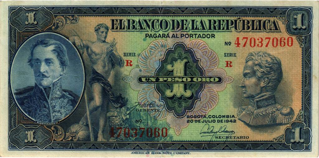 1 песо 1942 Колумбия