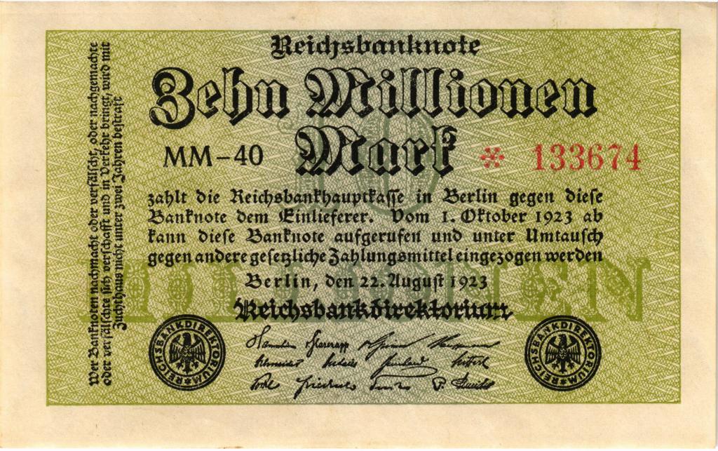 10 миллионов / 10000000 марок 1923 Германия, односторонняя