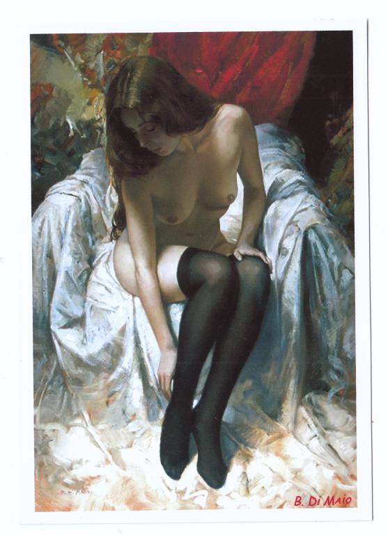 ОТКРЫТКА ИТАЛИЯ ЖИВОПИСЬ ХУДОЖНИК БРУНО ДИ МАЙО, НЮ, ЭРОТИКА, ДЕВУШКА