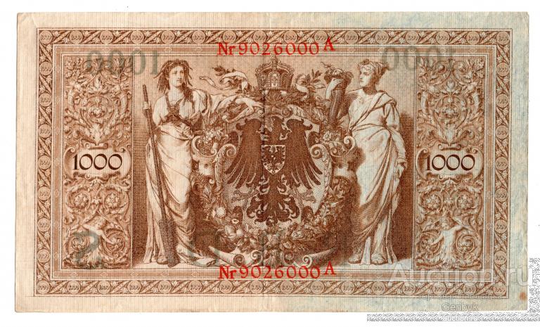 Германия 1000 марок тысяча марок 1910 год Состояние!!! (БИН3-29)