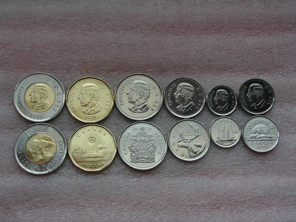 Канада набор 5 10 25 50 центов 1 2 доллар 2025 unc