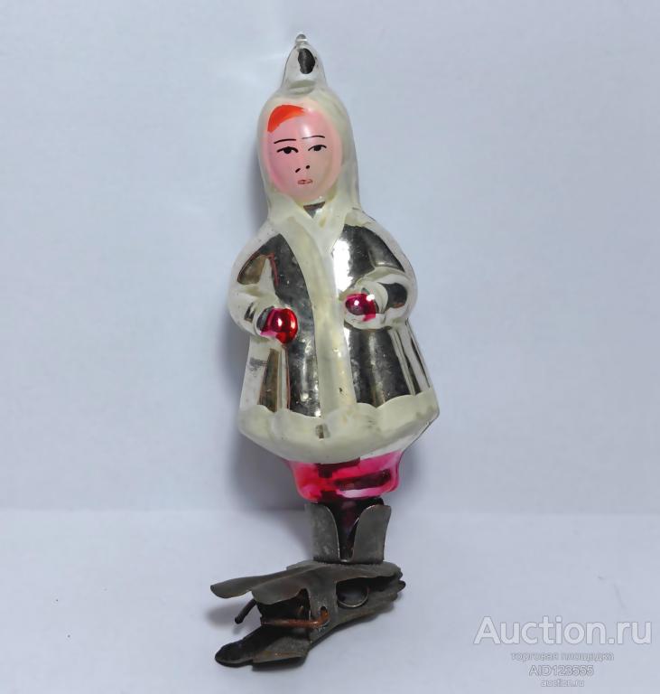 Елочная новогодняя игрушка СССР ребенок в шубке девочка прищепке