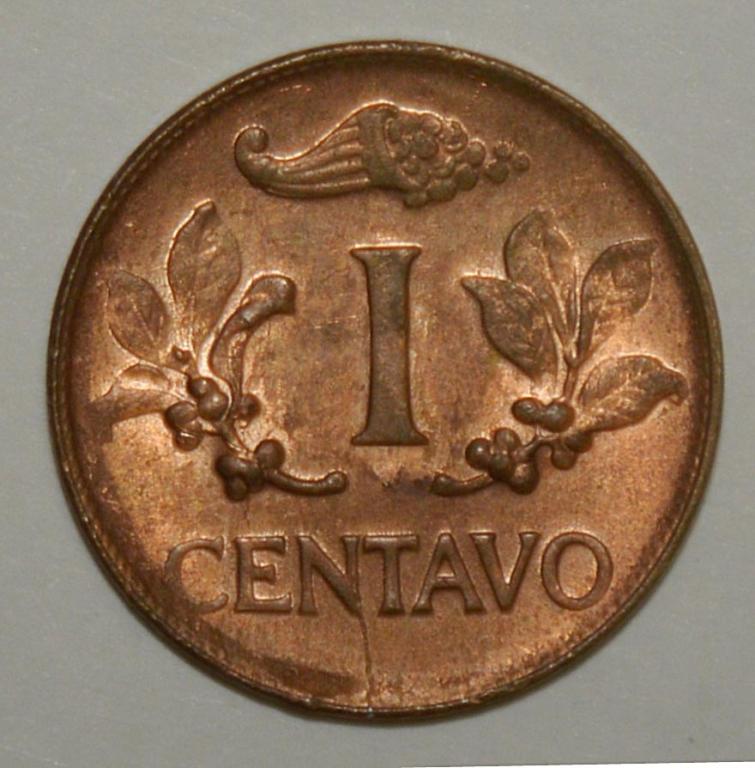 Колумбия 1 сентаво 1958 XF БРОНЗА РЕДКАЯ БРАК Соосность Поворот (Н14)