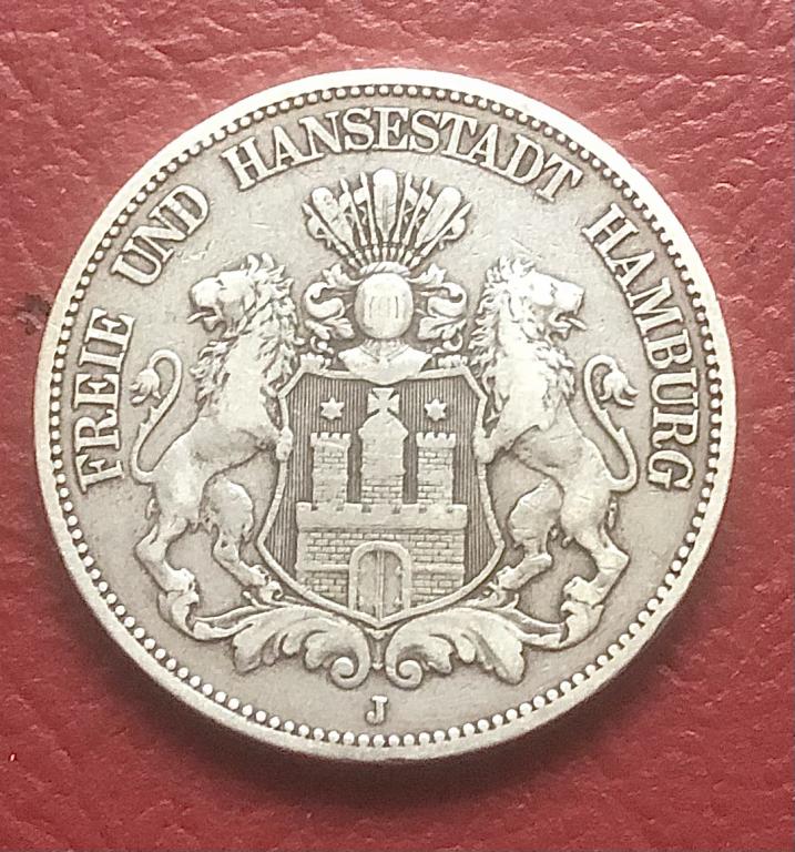 Германия Гамбург - 5 марок 1875 - серебро