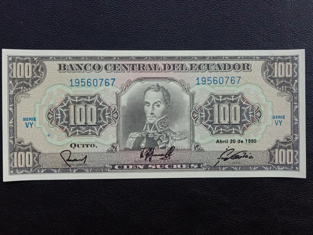 Эквадор 100 сукре 1990г.   UNC  Р.123 1990(4)