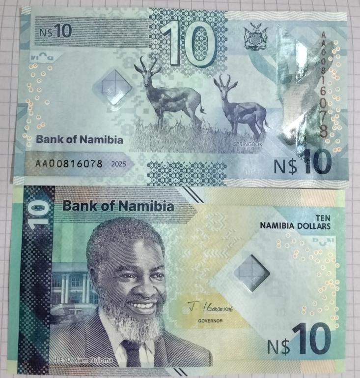 Намибия - 10 долларов 2025 " Доктор Сэм Нуйома, Газель " Р-20 UNC
