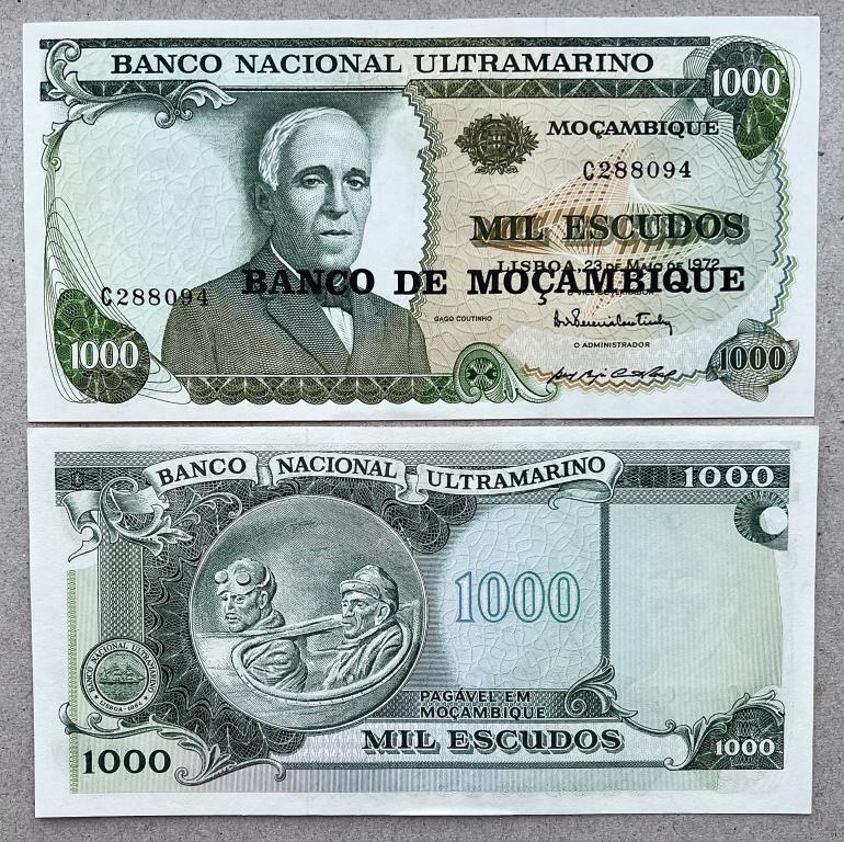 МОЗАМБИК 1000 ЭСКУДО 1972 (1976) ГОД UNC